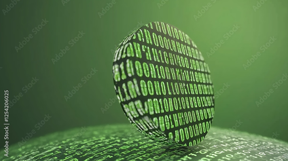 Poster abstract glowing binary code sphere