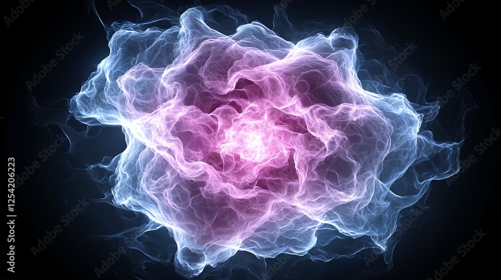 Poster abstract glowing particle cluster