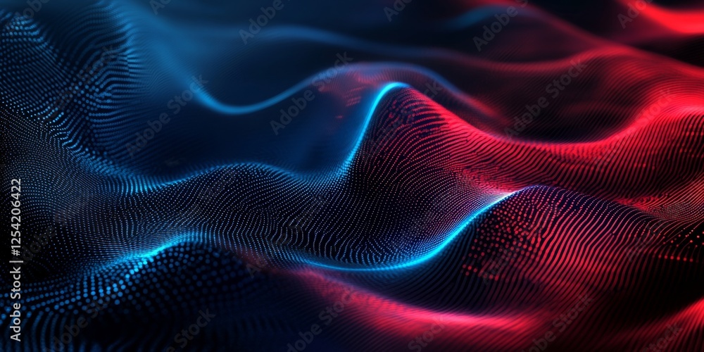 Aufkleber Abstract red blue digital wave data flow background