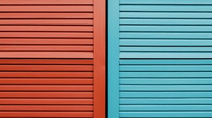 Fototapeta premium Colorful Wooden Shutters With Red And Teal Paint