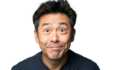Obraz premium Asian man making funny face with transparent background