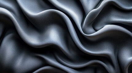 Fototapeta premium Gray silk fabric, draped folds, texture background, detail, close-up, textile, elegant