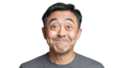 Friendly asian man smiling with transparent background