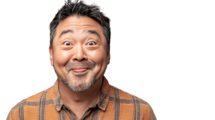 Obraz premium Asian man making funny face with transparent background