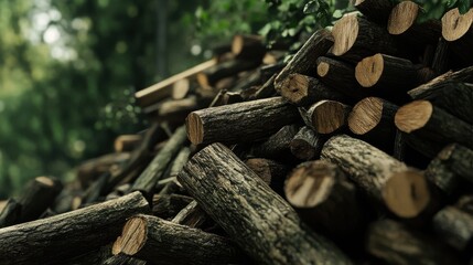 A pile of wood