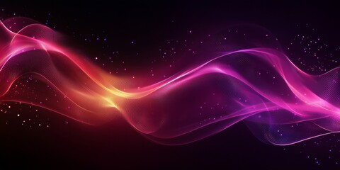 Fototapeta premium Abstract pink wave, glowing dark background, digital art, website header