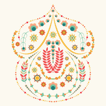 Retro Floral Symetrical Vector Graphic