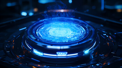 Mysterious Blue Glowing Orb in a Futuristic Setting