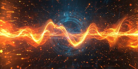 Fiery energy wave cosmos background, digital art