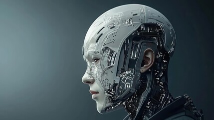 Profile View Of A Futuristic Robot Head