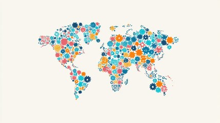 Virus floating on world map flat design front view, Epidemiology illustration Front view Bright.