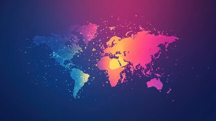Fototapeta premium Virus floating on world map flat design front view, Epidemiology illustration Front view Bright.