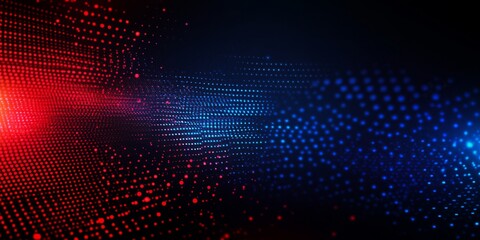 Fototapeta premium Red blue digital wave data flow background