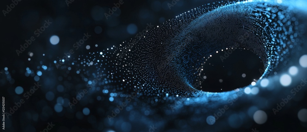 Aufkleber Blue particle swirl digital art; bokeh background; website header
