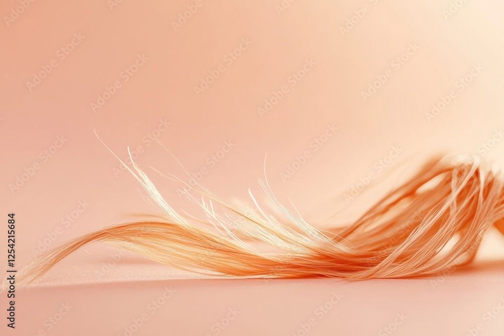 Aufkleber macro shot highlights the intricate details of a broken strand of hair against a soft background. ge