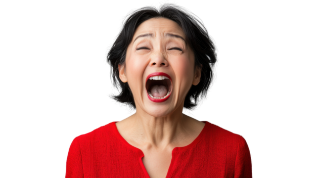 Studio shot of furious mature woman yelling with transparent background - Powered by Adobe