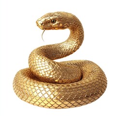 Obraz premium Stunning Gold Coiled Snake Statue in Intricate Spiral Design