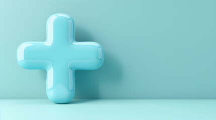 Obraz premium A virtual blue plus sign symbolizes medical health insurance, representing care, support, and wellness for all.