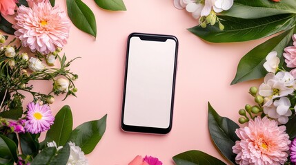 A fresh pastel smartphone featuring a blank screen to fill