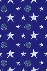 Obraz premium Night Sky Pattern Stars, Spirals, Blue, Celestial, Whimsical, Design, Repeating, Texture, Abstract