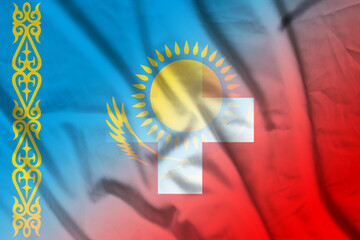 Kazakhstan and Switzerland state flag transborder negotiation CHE KAZ