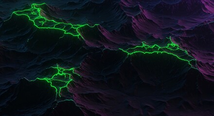 Obraz premium Digital terrain landscapes with neon highlights and dark shadows