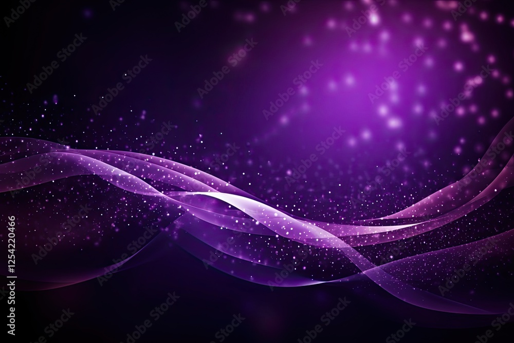 Poster digital purple particles wave and light abstract background with shining particles