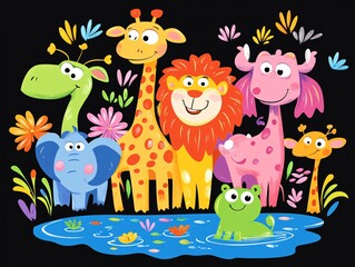 Naklejka premium set of funny animals