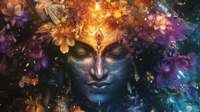 Maha Shivratri festival celebration hindu lord god shiva in Magical lights background