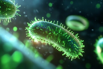 Fototapeta premium A bacteria under a microscope. Generative AI