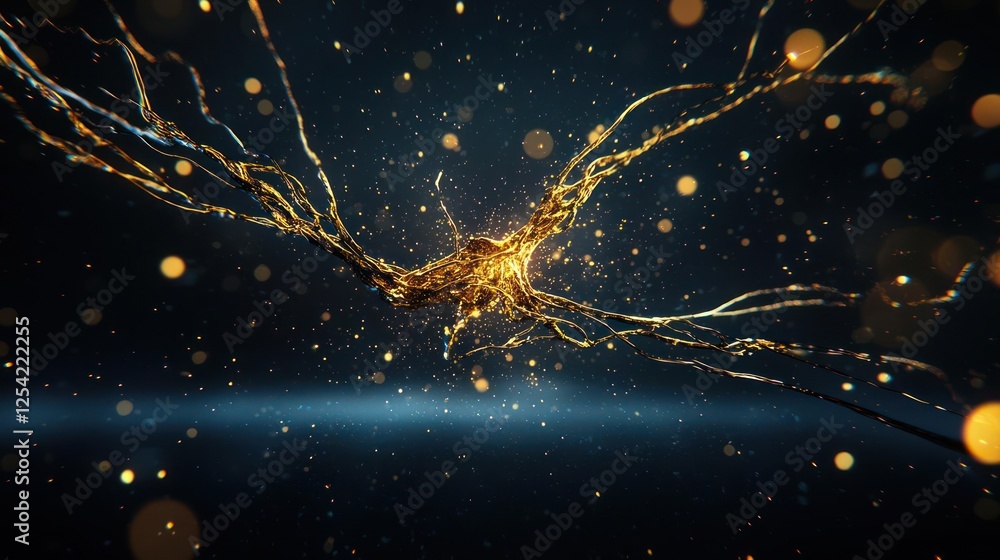 Poster abstract gold particle explosion design