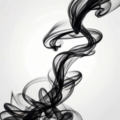 A black smokey line with a white background. The line is curvy and has a lot of movement