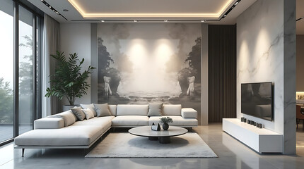living room with fireplace