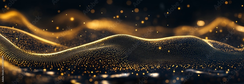 Poster golden particle wave abstract background