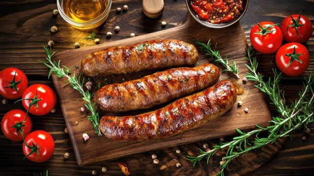 Experience the exquisite flavors of homemade sausage with garlic and tomatoes, Ai Generated.