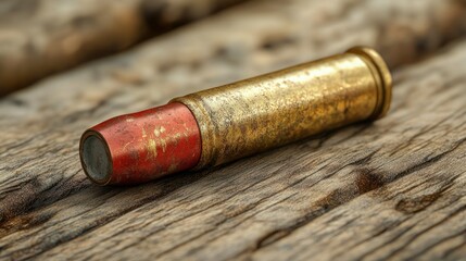 Spent cartridge on weathered wood