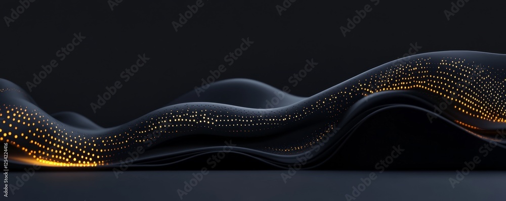 Poster dark abstract wave, glowing data, digital backdrop