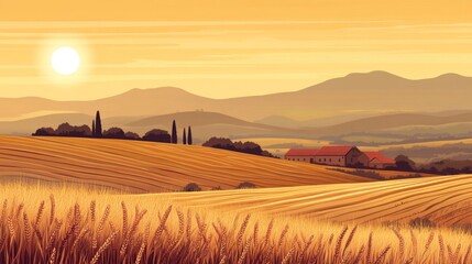 Fototapeta premium Pixelated Italian Sunset Landscape