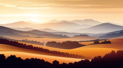 Sunrise Mountain Landscape Panorama
