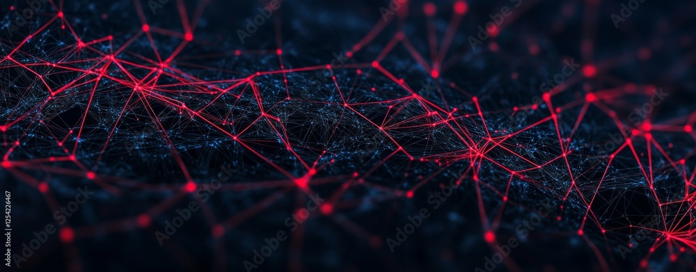 Poster red network connections over dark surface