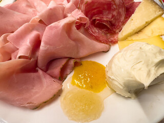 Italian antipasto platter with cured meats and cheeses