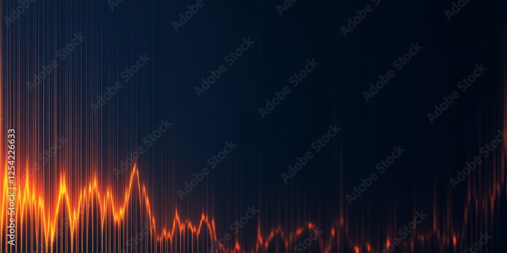 Poster abstract orange data wave on dark background