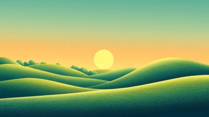 Obraz premium Pastel Sunrise Over Rolling Green Hills