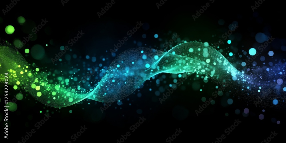 Wall mural abstract glowing wave, bokeh background, digital art, website banner