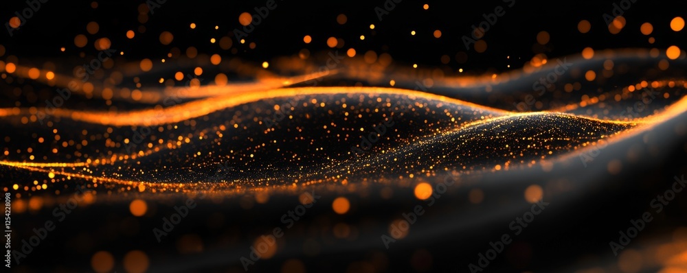 Aufkleber dark glowing particles wave abstract background