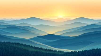 Obraz premium Colorful Mountain Range Sunrise Panorama