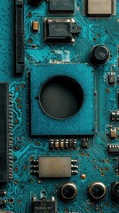 Fototapeta premium Close-up circuit board, electronic components. Possible use Stock photo for tech articles or websites