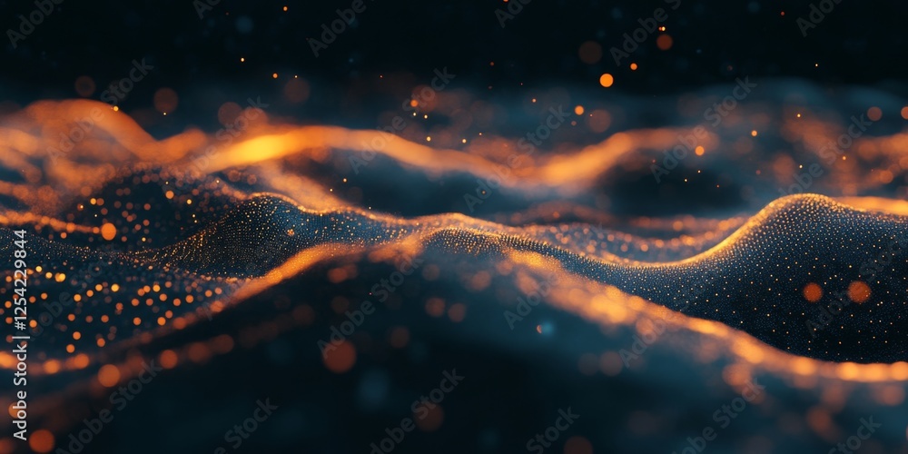 Canvas Prints orange digital wave abstract background