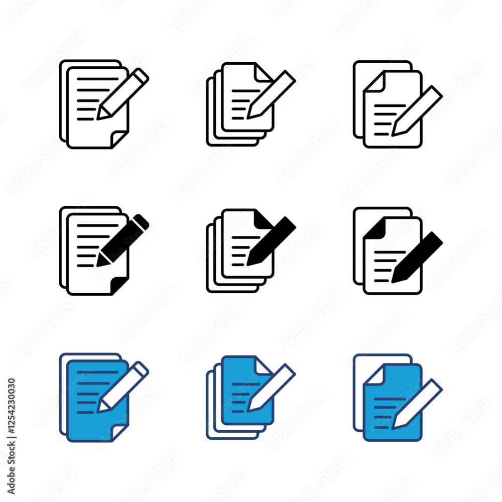 Poster note icon set. notepad icon vector. edit file. write icon