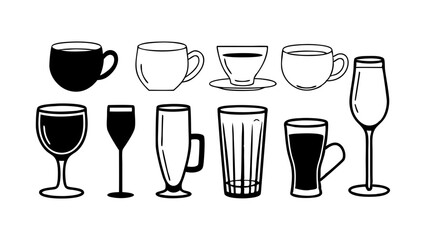 Collection of Outline Drinkware Vessels